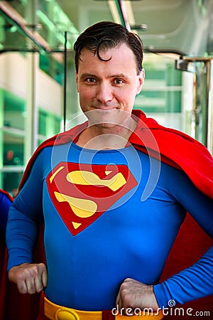 Superman Cosplay, Male Portrait, San Diego Comic Con 2014 Editorial Stock Photo